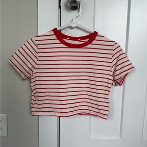 Cotton On Red and White Striped Crop Top